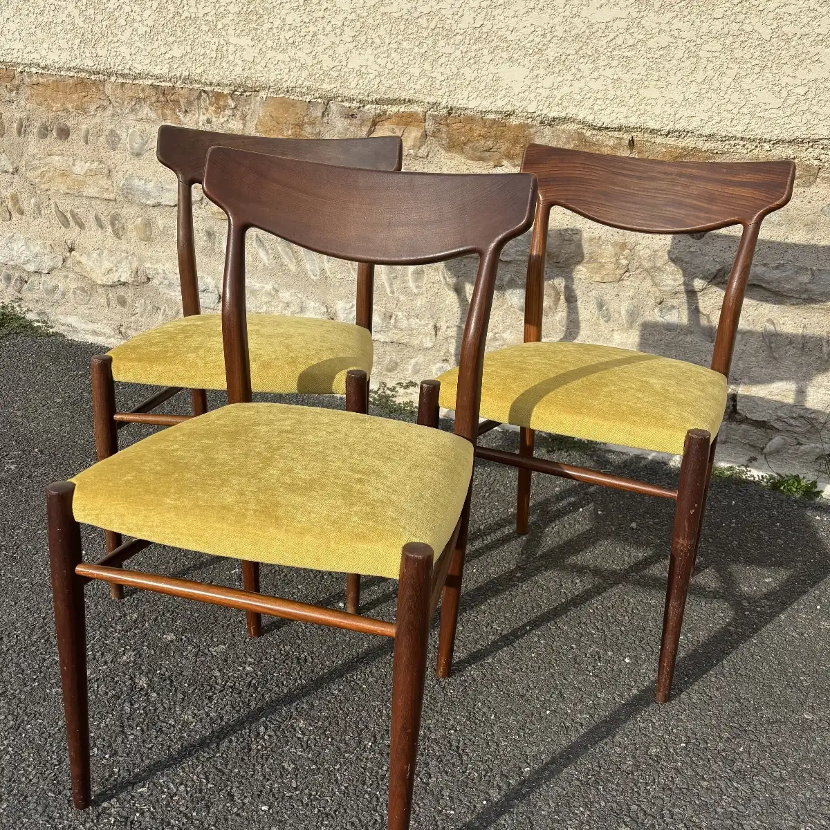 Chaises Vintage en Teck par Gustav Herkstroter pour Lübke Set de 3