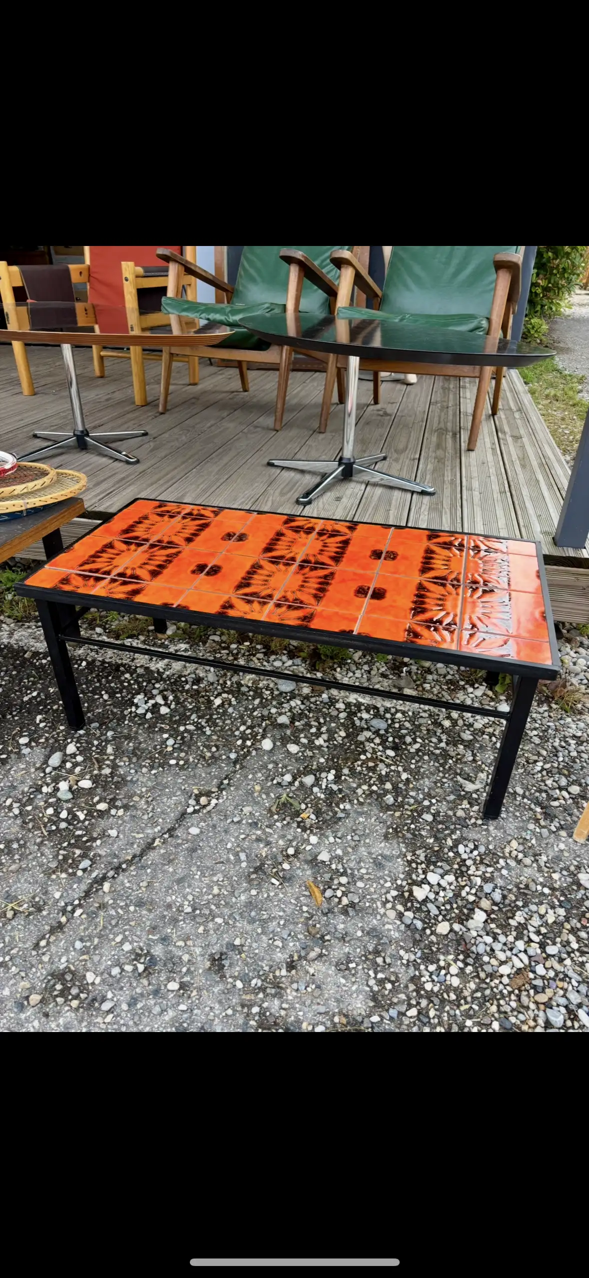 Table basse vintage céramique orange